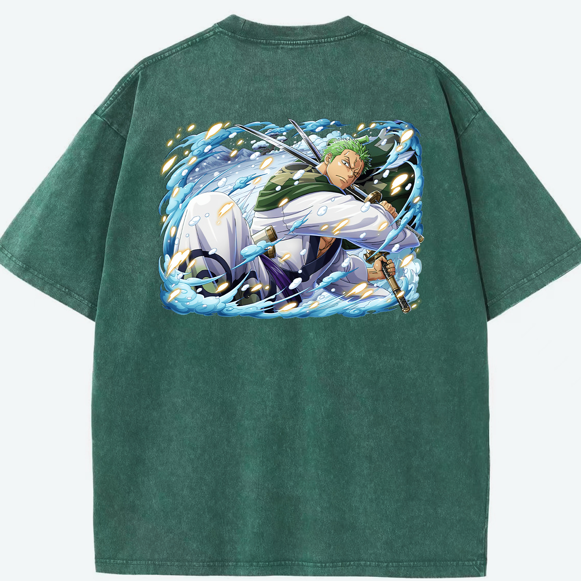 ワンピース ロロノア・ゾロ ONE PIECE Roronoa Zoro 綿100% ヴィンテージ風 半袖Tシャツ（背面プリント）